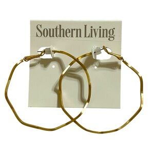 New SOUTHERN LIVING Gold-tone Wave 2” Hoop Pierced Earrings